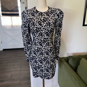 Black Halo Monochrome Long Sleeve Dress